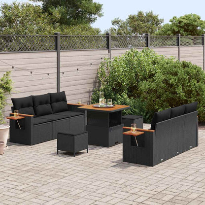 Garten-Sofa-Set mit Kissen 9 pcs Schwarz 80 x 80 x 71 cm