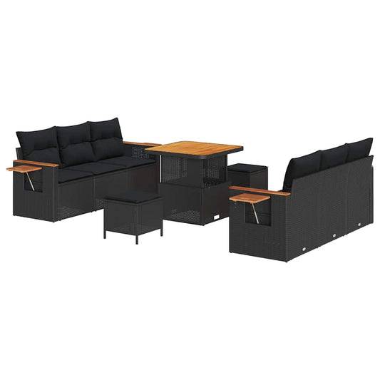 Garten-Sofa-Set mit Kissen 9 pcs Schwarz 80 x 80 x 71 cm
