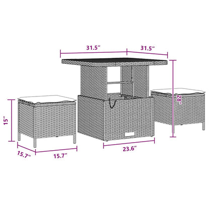 Garten-Sofa-Set mit Kissen 9 pcs Schwarz 80 x 80 x 71 cm