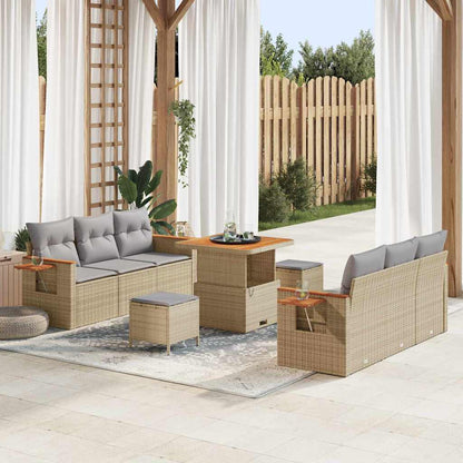 Garten-Sofa-Set 9 pcs Beige und Hellgrau 80 x 80 x 71 cm