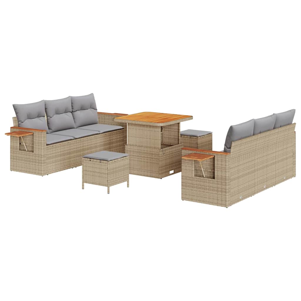 Garten-Sofa-Set 9 pcs Beige und Hellgrau 80 x 80 x 71 cm