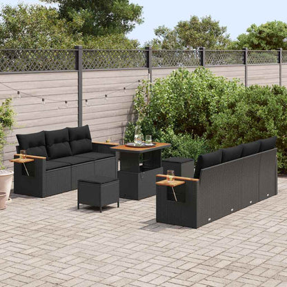 Garten-Sofa-Set mit Kissen 10 pcs Schwarz 90 x 55 x 71 cm