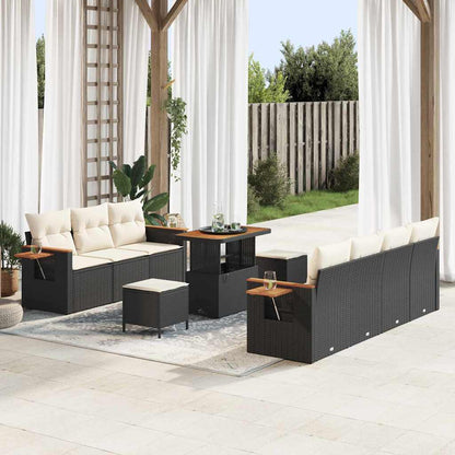 Garten-Sofa-Set 10 pcs Schwarz und Creme 90 x 55 x 71 cm