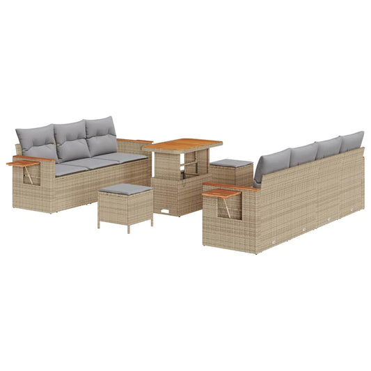 Garten-Sofa-Set 10 pcs Beige und Hellgrau 90 x 55 x 71 cm