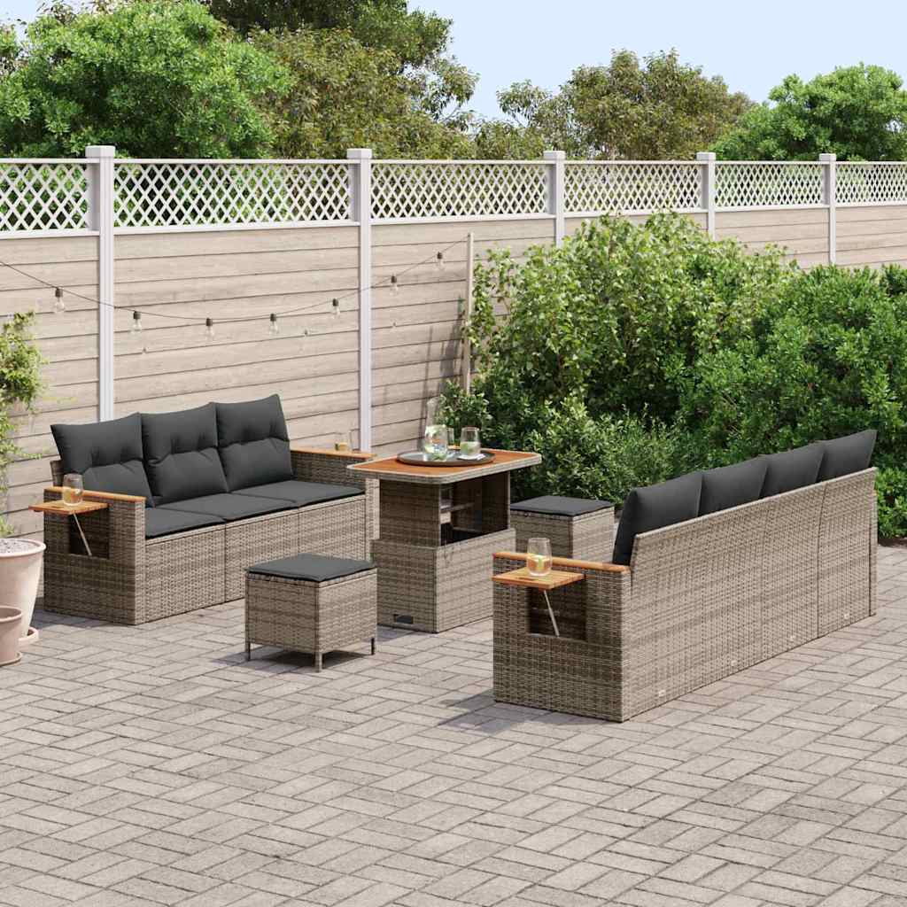 Garten-Sofa-Set mit Kissen 10 pcs Grau 90 x 55 x 71 cm