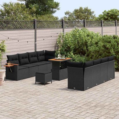 Garten-Sofa-Set mit Kissen 11 pcs Schwarz 90 x 55 x 71 cm