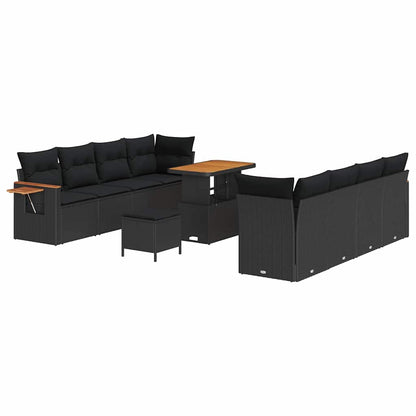 Garten-Sofa-Set mit Kissen 11 pcs Schwarz 90 x 55 x 71 cm