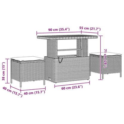 Garten-Sofa-Set 11 pcs Schwarz und Creme 90 x 55 x 71 cm