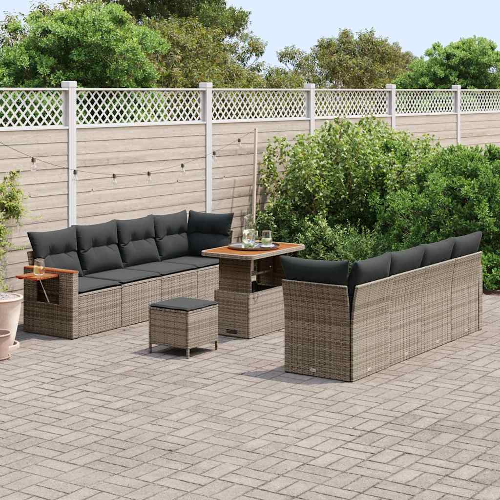 Garten-Sofa-Set mit Kissen 11 pcs Grau 90 x 55 x 71 cm