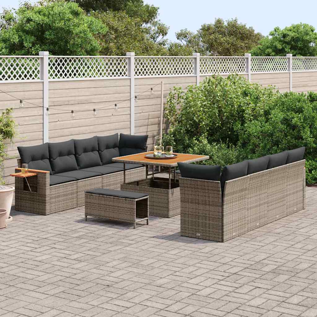 Garten-Sofa-Set mit Kissen 11 pcs Grau 100 x 100 x 71 cm