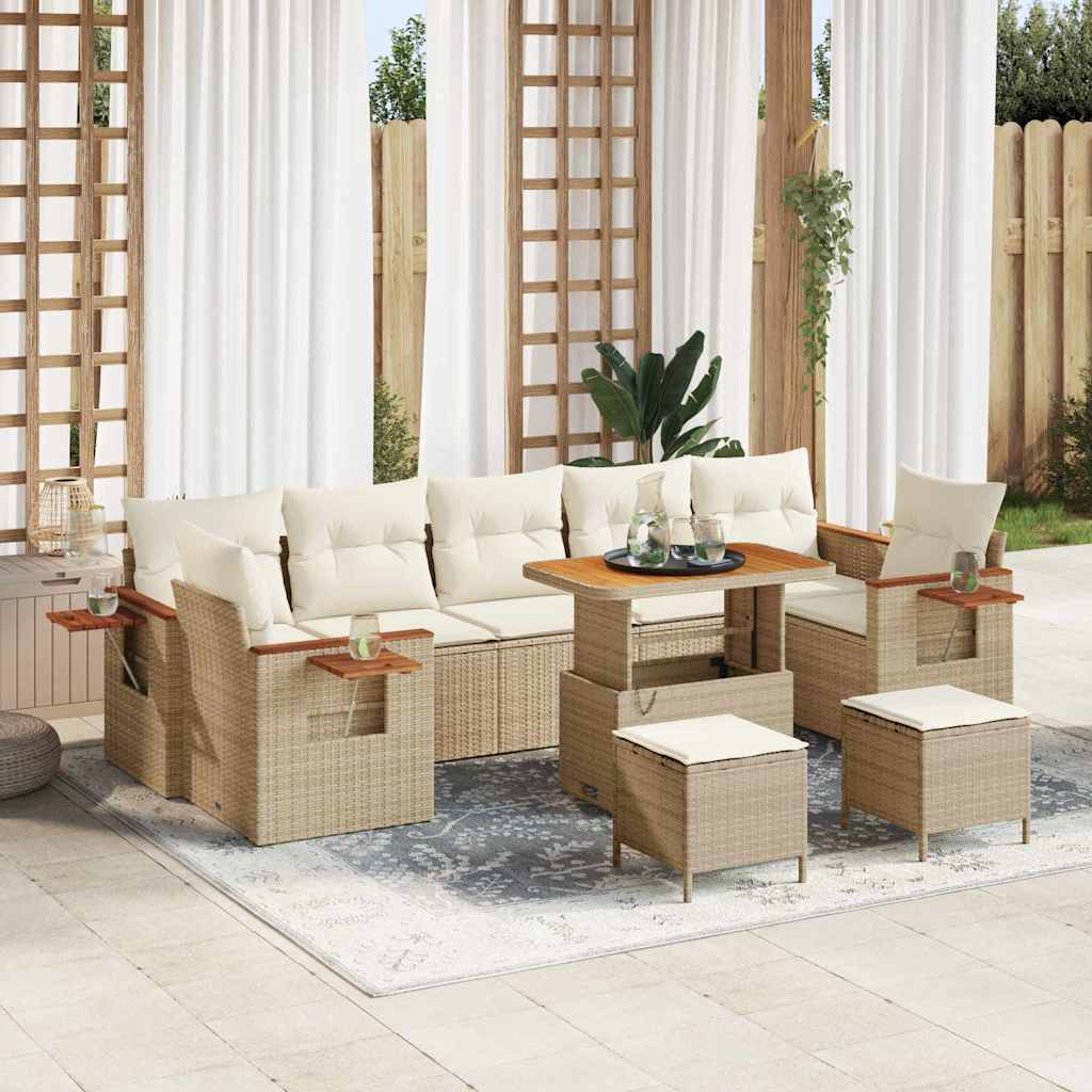 Garten-Sofa-Set mit Kissen 10 pcs Beige und Creme
