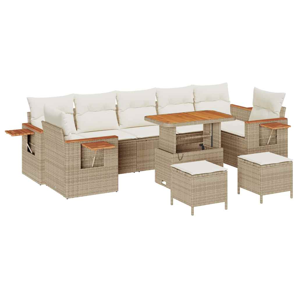 Garten-Sofa-Set mit Kissen 10 pcs Beige und Creme