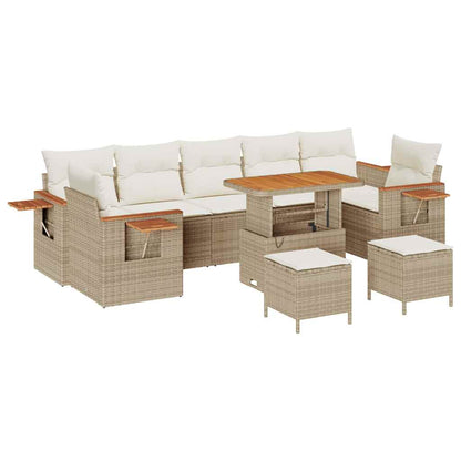 Garten-Sofa-Set mit Kissen 10 pcs Beige und Creme
