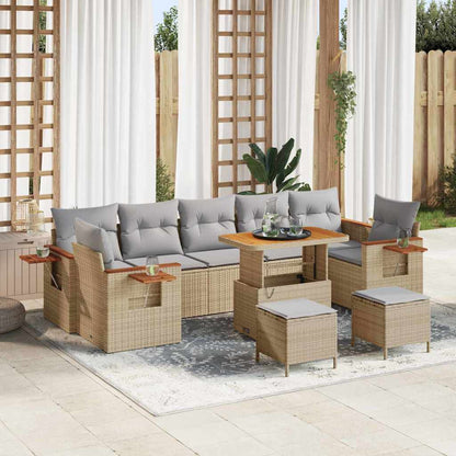 Garten-Sofa-Set mit Kissen 10 pcs Beige und Hellgrau