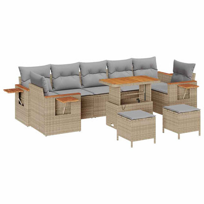 Garten-Sofa-Set mit Kissen 10 pcs Beige und Hellgrau