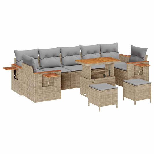 Garten-Sofa-Set mit Kissen 10 pcs Beige und Hellgrau