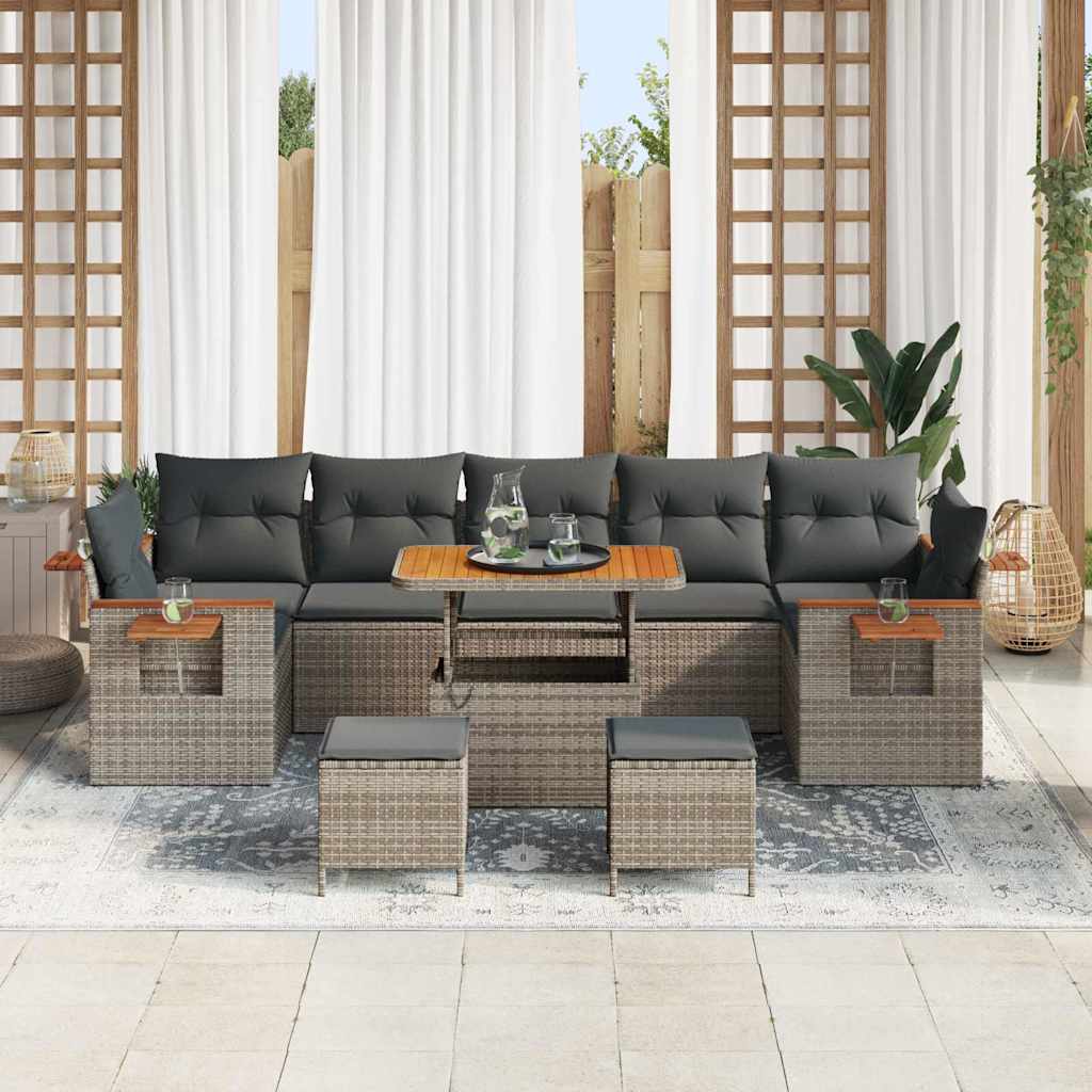 Garten-Sofa-Set mit Kissen 10 pcs Grau