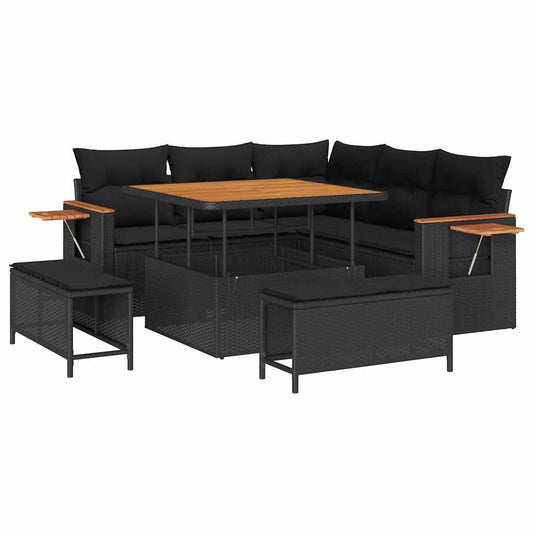 Garten-Sofa-Set mit Kissen 8 pcs Schwarz 100 x 100 x 71 cm