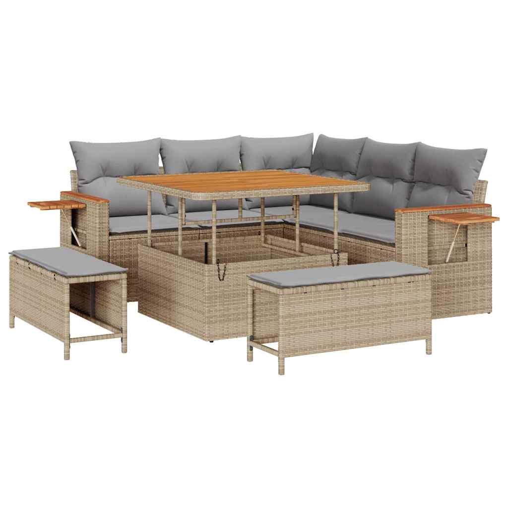 Garten-Sofa-Set mit Kissen 8 pcs Beige und Hellgrau