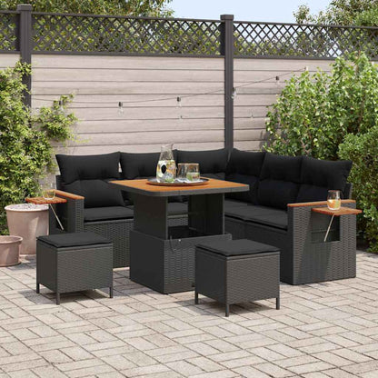 Garten-Sofa-Set mit Kissen 8 pcs Schwarz