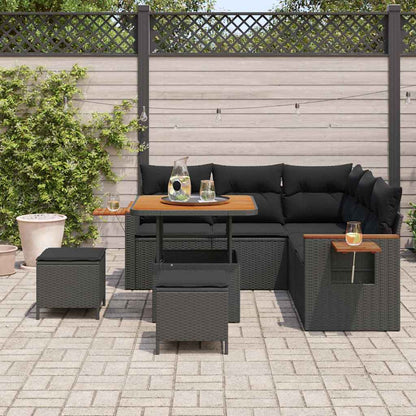 Garten-Sofa-Set mit Kissen 8 pcs Schwarz