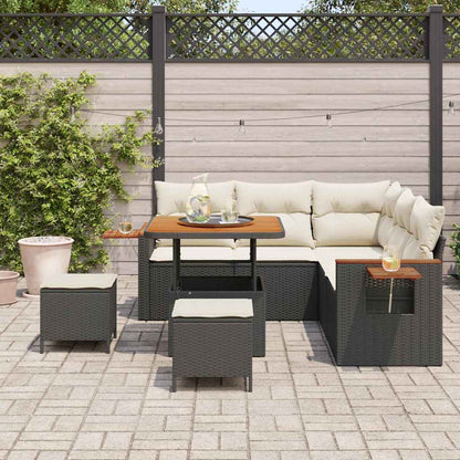 Garten-Sofa-Set 8 pcs Schwarz und Creme 80 x 80 x 71 cm