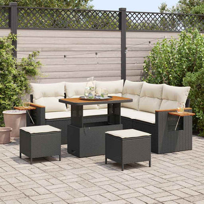 Garten-Sofa-Set 8 pcs Schwarz und Creme 90 x 55 x 71 cm