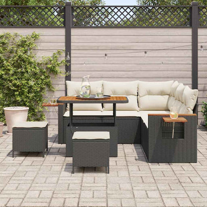 Garten-Sofa-Set 8 pcs Schwarz und Creme 90 x 55 x 71 cm