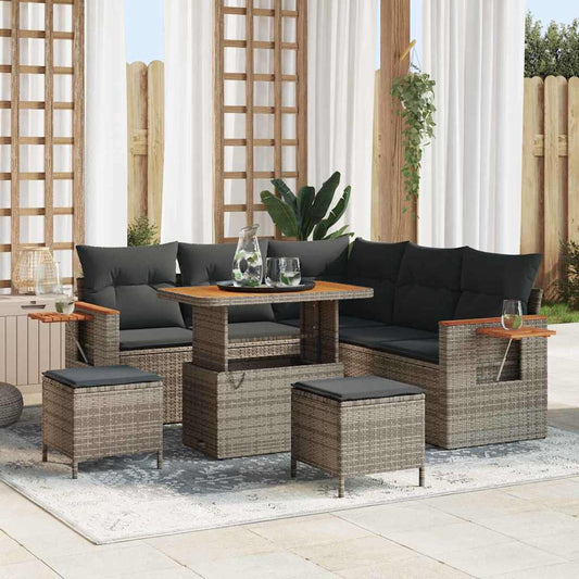 Garten-Sofa-Set mit Kissen 8 pcs Grau 90 x 55 x 71 cm