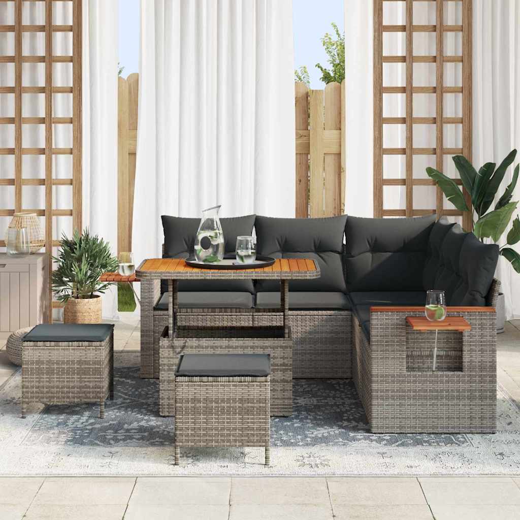 Garten-Sofa-Set mit Kissen 8 pcs Grau 90 x 55 x 71 cm