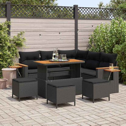 Garten-Sofa-Set mit Kissen 9 pcs Schwarz 110 x 55 x 71 cm