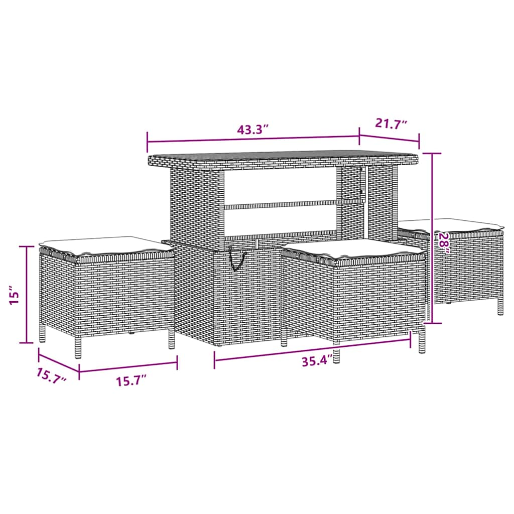 Garten-Sofa-Set mit Kissen 9 pcs Schwarz 110 x 55 x 71 cm