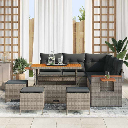Garten-Sofa-Set mit Kissen 9 pcs Grau 110 x 55 x 71 cm