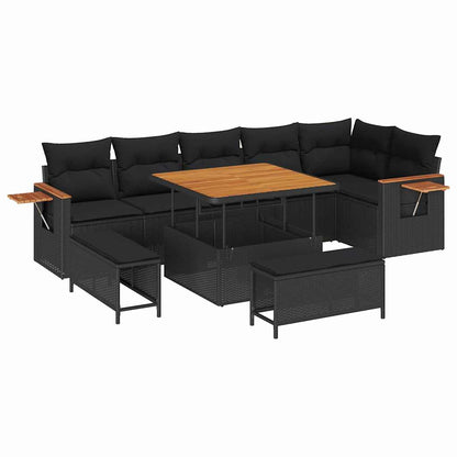 Garten-Sofa-Set mit Kissen 9 pcs Schwarz 100 x 100 x 71 cm