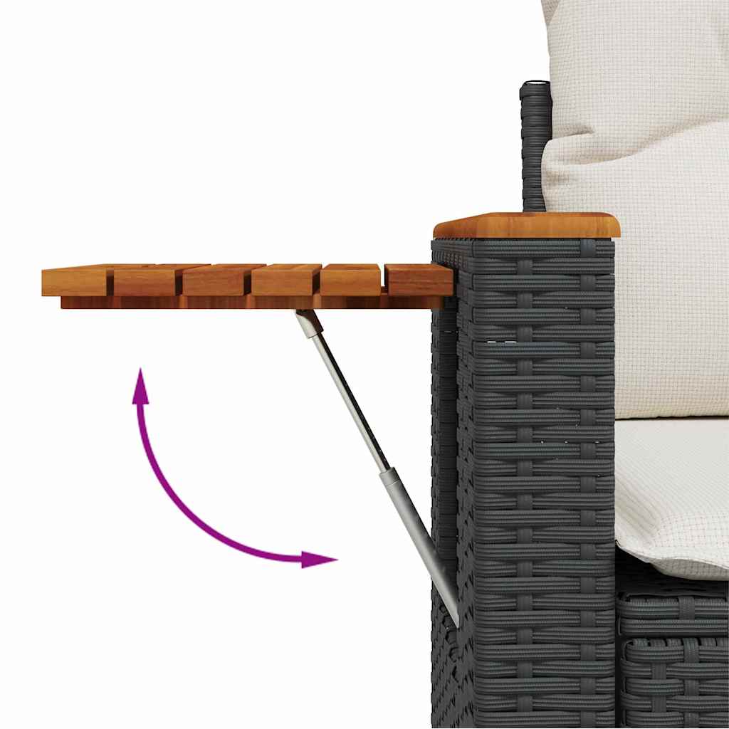Garten-Sofa-Set 9 pcs Schwarz und Creme 100 x 100 x 71 cm