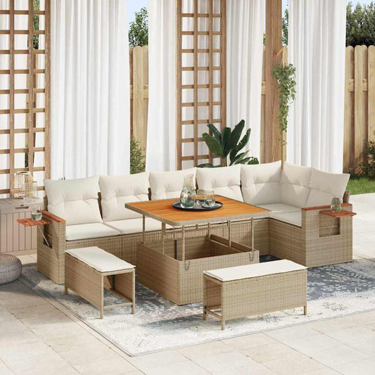 Garten-Sofa-Set 9 pcs Beige und Creme 100 x 100 x 71 cm