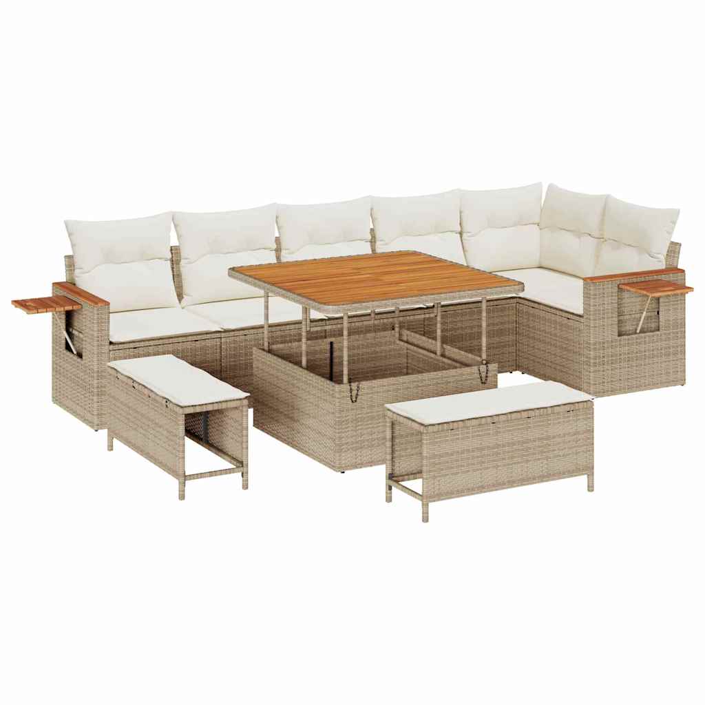 Garten-Sofa-Set 9 pcs Beige und Creme 100 x 100 x 71 cm