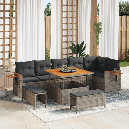 Garten-Sofa-Set mit Kissen 9 pcs Grau 100 x 100 x 71 cm
