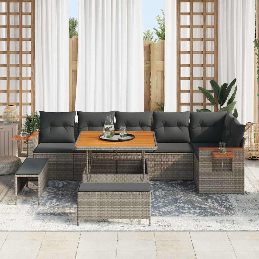 Garten-Sofa-Set mit Kissen 9 pcs Grau 100 x 100 x 71 cm