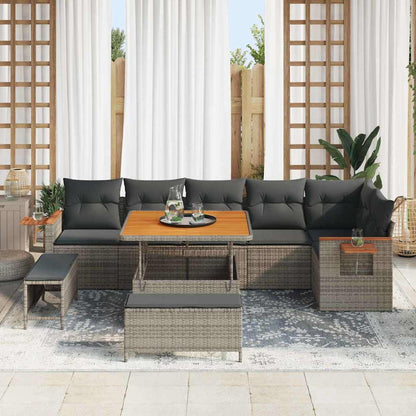 Garten-Sofa-Set mit Kissen 9 pcs Grau 100 x 100 x 71 cm
