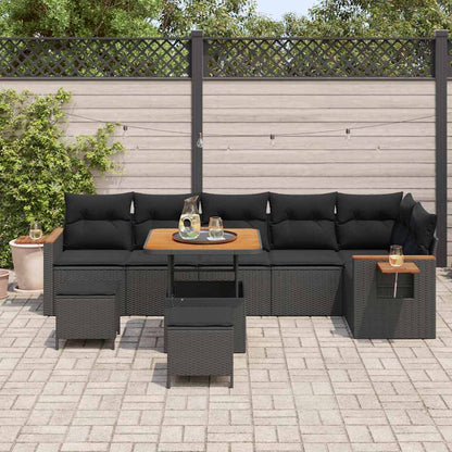 Garten-Sofa-Set mit Kissen 9 pcs Schwarz 80 x 80 x 71 cm