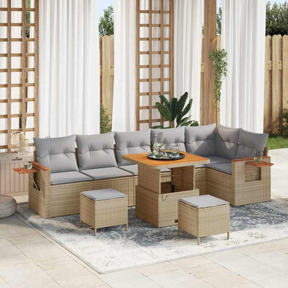 Garten-Sofa-Set 9 pcs Beige und Hellgrau 80 x 80 x 71 cm
