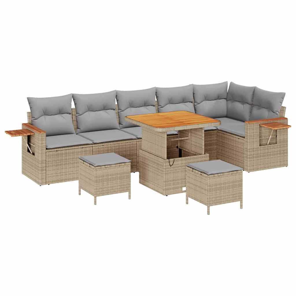 Garten-Sofa-Set 9 pcs Beige und Hellgrau 80 x 80 x 71 cm