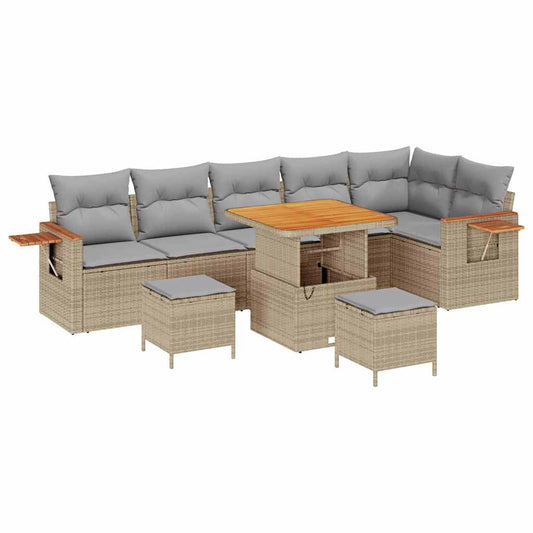 Garten-Sofa-Set 9 pcs Beige und Hellgrau 80 x 80 x 71 cm