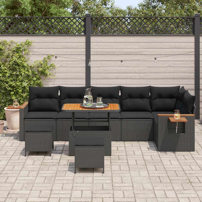 Garten-Sofa-Set mit Kissen 9 pcs Schwarz 90 x 55 x 71 cm