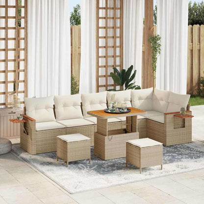 Garten-Sofa-Set 9 pcs Beige und Creme 90 x 55 x 71 cm