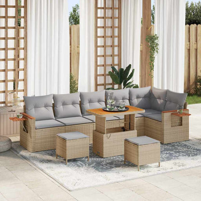 Garten-Sofa-Set 9 pcs Beige und Hellgrau 90 x 55 x 71 cm
