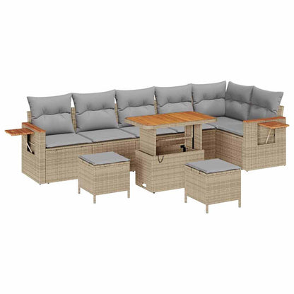 Garten-Sofa-Set 9 pcs Beige und Hellgrau 90 x 55 x 71 cm