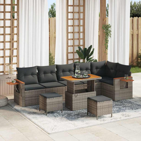 Garten-Sofa-Set mit Kissen 9 pcs Grau 90 x 55 x 71 cm