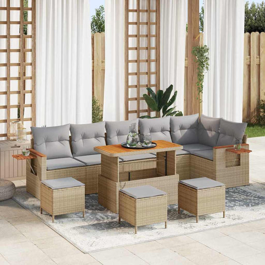 Garten-Sofa-Set 10 pcs Beige und Hellgrau 110 x 55 x 71 cm
